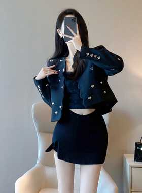 黑色小香风外套秋冬2022新款轻奢高级感韩版气质名媛呢子短款上衣