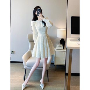 气质名媛甜美收腰显瘦打底a字裙 法式 蕾丝连衣裙女2022秋冬季 新款