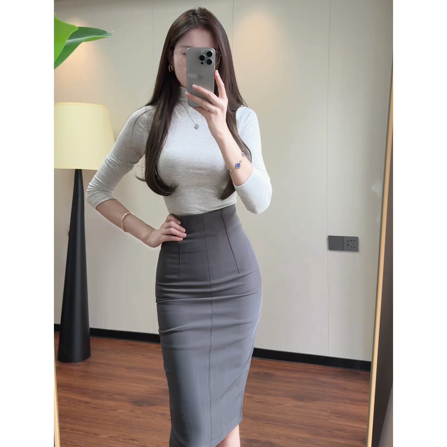 气质ol风紧身上衣打底衫长袖T恤