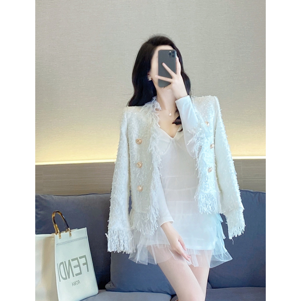 高级感韩版短款粗花呢小香风外套