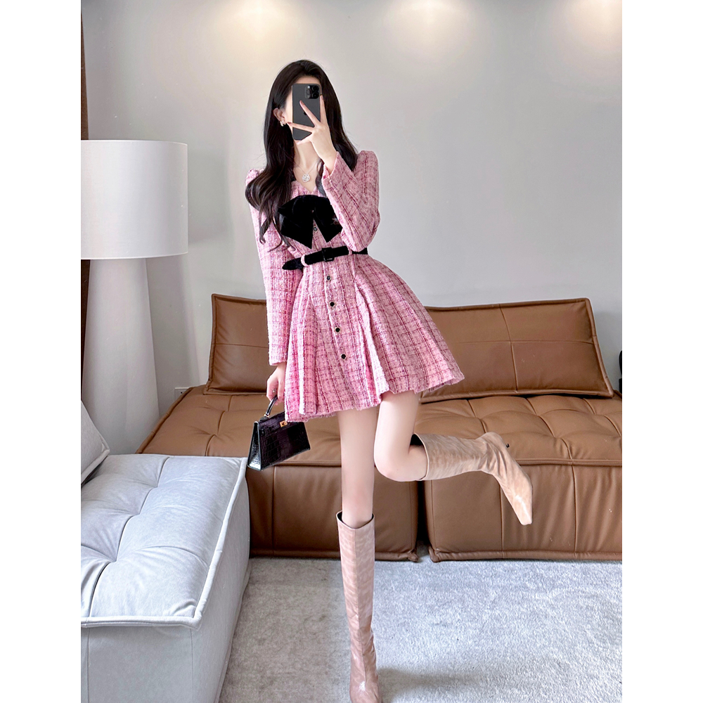 千金大小姐小香风A字裙粗花呢