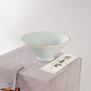 手工青瓷汝瓷冰裂主人杯斗笠茶杯 汝窑天青玛瑙入釉茶道复古中式