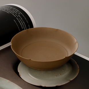 耀州窑全手工仿汝窑宋徽宗折花口无釉老岩泥紫砂盘子壶承小圆洗