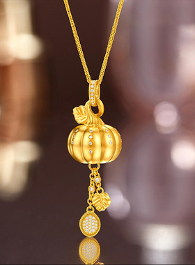 点钻南瓜吊坠金瓜满盈项链硕果累累小金瓜挂坠女锁骨链沙金项饰品
