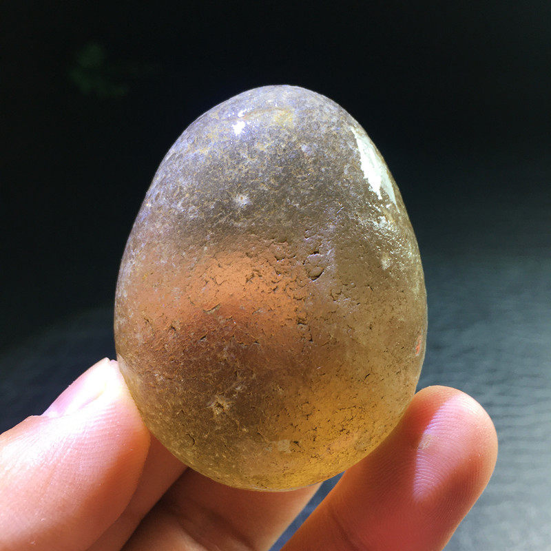 纯天然茶水晶白水晶水冲料原石原皮雕刻毛料把玩件万花筒裸石摆件