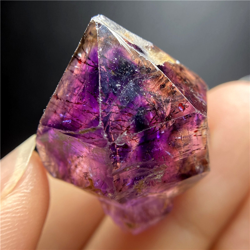 推荐精品天然幻影超七紫发晶水胆水晶原石矿物标本闪灵钻奇石吊坠