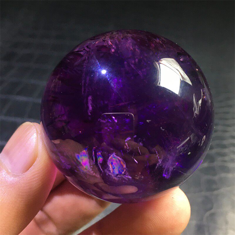 紫黄晶权杖水晶球原石摆件送礼品