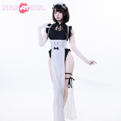 性感日系二次元女仆开叉长裙装