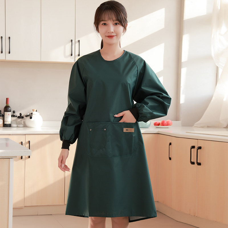 围裙女家用厨房纯色新款网红防水防油罩衣工作服成人做饭长袖护衣,家庭/个人清洁工具,围裙,淘宝优惠券,粉丝福利购,淘宝优惠卷