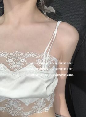 MOMENTSHERO 水溶蕾丝花朵刺绣工艺性感美背吊带上衣打底