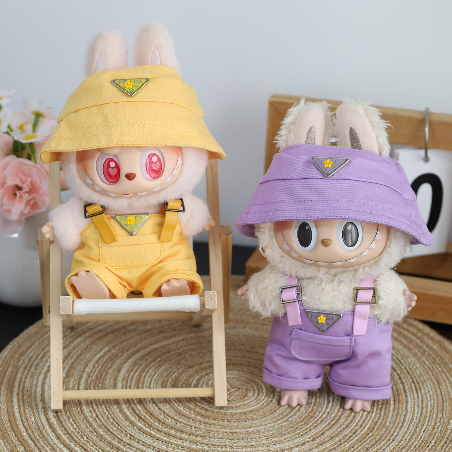 拉布布娃衣背带裤渔夫帽