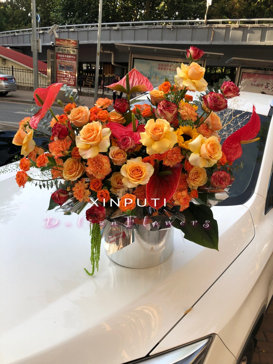 大连鲜花混搭抱抱桶送朋友生日开业乔迁闺密祝福桌花台花本地花店