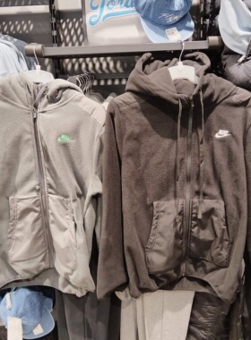 正品Nike耐克男子连帽抓绒外套运动休闲防风保暖拉链夹克DD4883