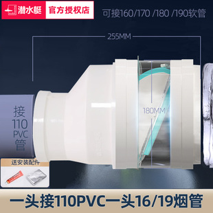 潜水艇油烟机止逆阀160/180转110PVC管道移位器偏心变径头止回阀