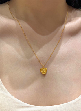 拉丝爆闪耀镂空爱心AB链锁骨链女