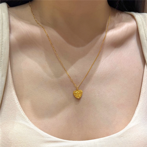 拉丝爆闪耀镂空爱心AB链锁骨链女