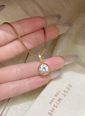 仿真黄金超闪镶钻圆形泡泡项链女