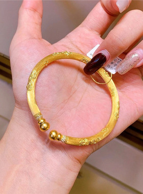 精致雕刻工艺开口双头葫芦手镯