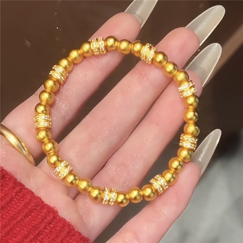 沙金点钻跑跑环金珠手串女