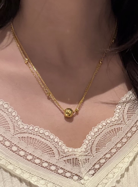 巨爆闪碎冰冰蹦迪珠双层链项链女