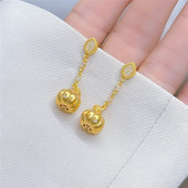 18k金色趣味复古南瓜耳钉女镶嵌点钻独特高颜值久不掉色时尚 耳饰