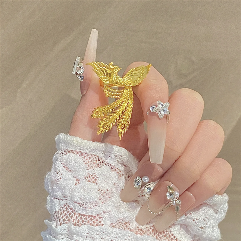 不掉色~黄金色花丝凤凰于飞戒指女新中式婚嫁风可调节活口食指戒