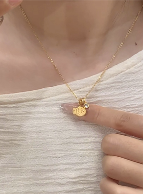 拉丝极简小黄鱼吊坠项链女