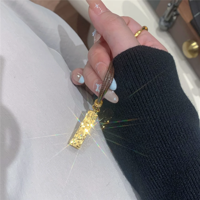 CNC碎碎冰四方来财实心金条项链