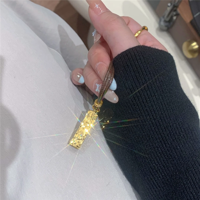 CNC碎碎冰四方来财实心金条项链