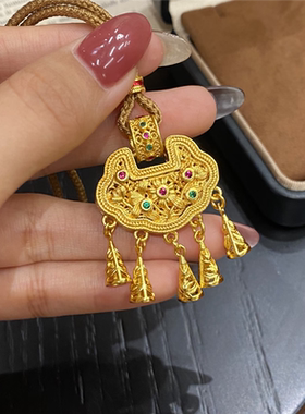 珐琅彩花枝璎珞锁包毛衣链编织绳