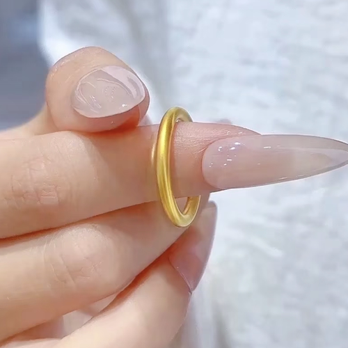 细条古法素圈戒指女仿真黄金