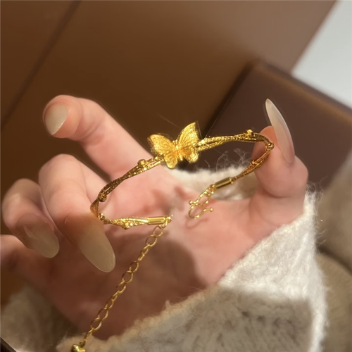 拉丝细闪缠绕璀璨星光蝴蝶手镯女
