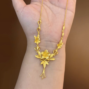 花月佳期三生花婚嫁套链女项链仿真黄金繁花似锦颈链摆台结婚三金