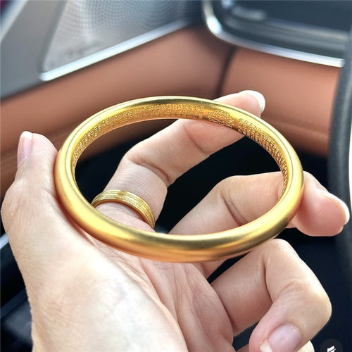 古法泥鳅背錾刻莲花心经手镯女