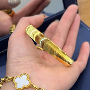 古法泥鳅背爆闪宽版轮胎猫眼手镯女黄金色5D硬金精工版不掉色镯子