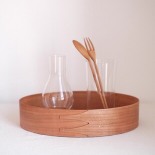 夏克樱桃木椭圆形收纳筐置物托盘家居整理盒桌面储物筐收纳篮