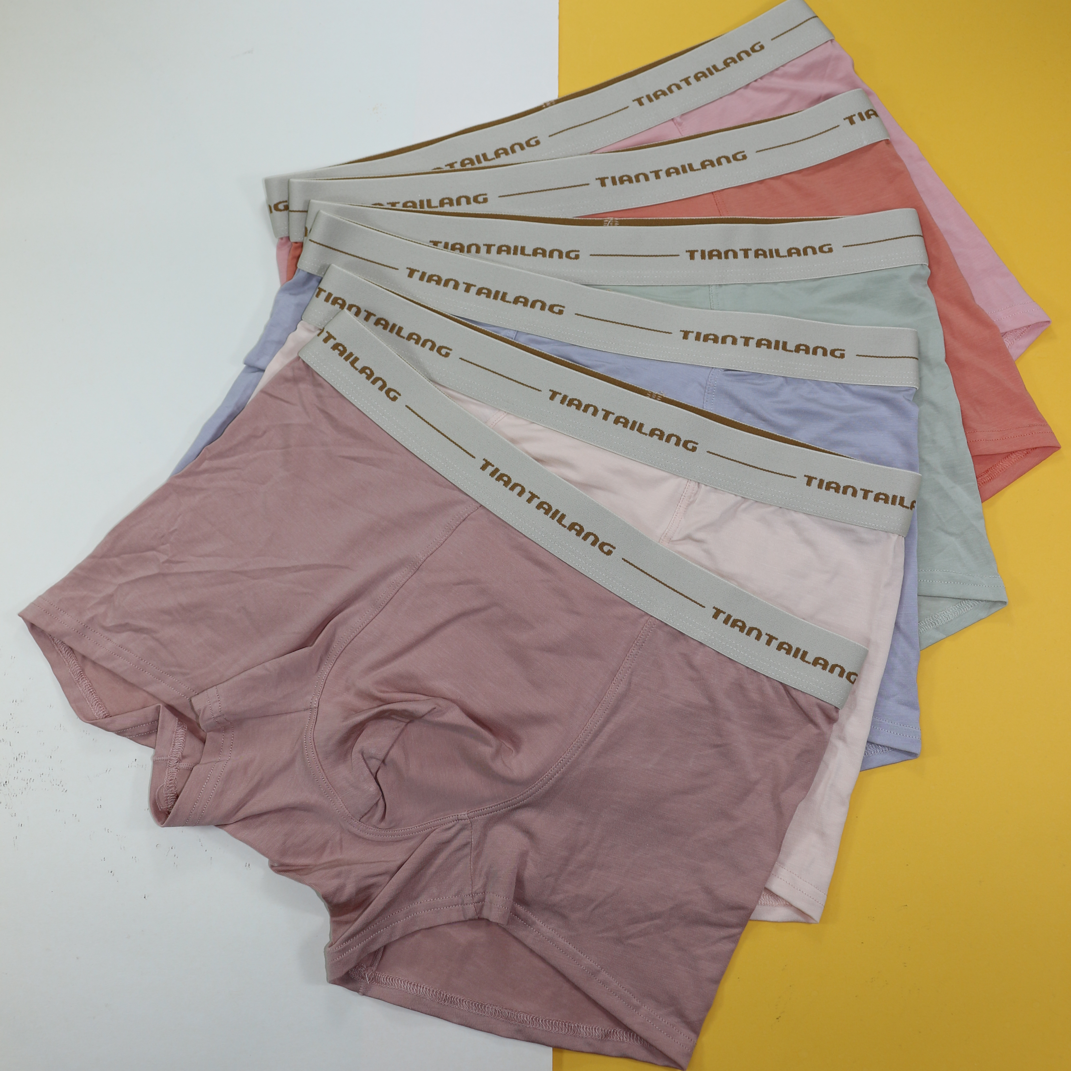 沺太郎男士内裤平角裤四角短裤头大码宽松舒适透气四角裤多巴胺色