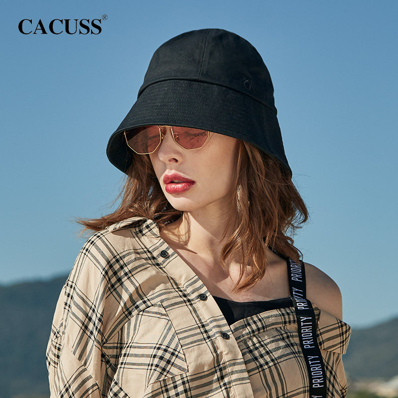 CACUSS渔夫帽女春夏帽子韩版潮大沿水桶遮脸防晒遮阳帽男防紫外线