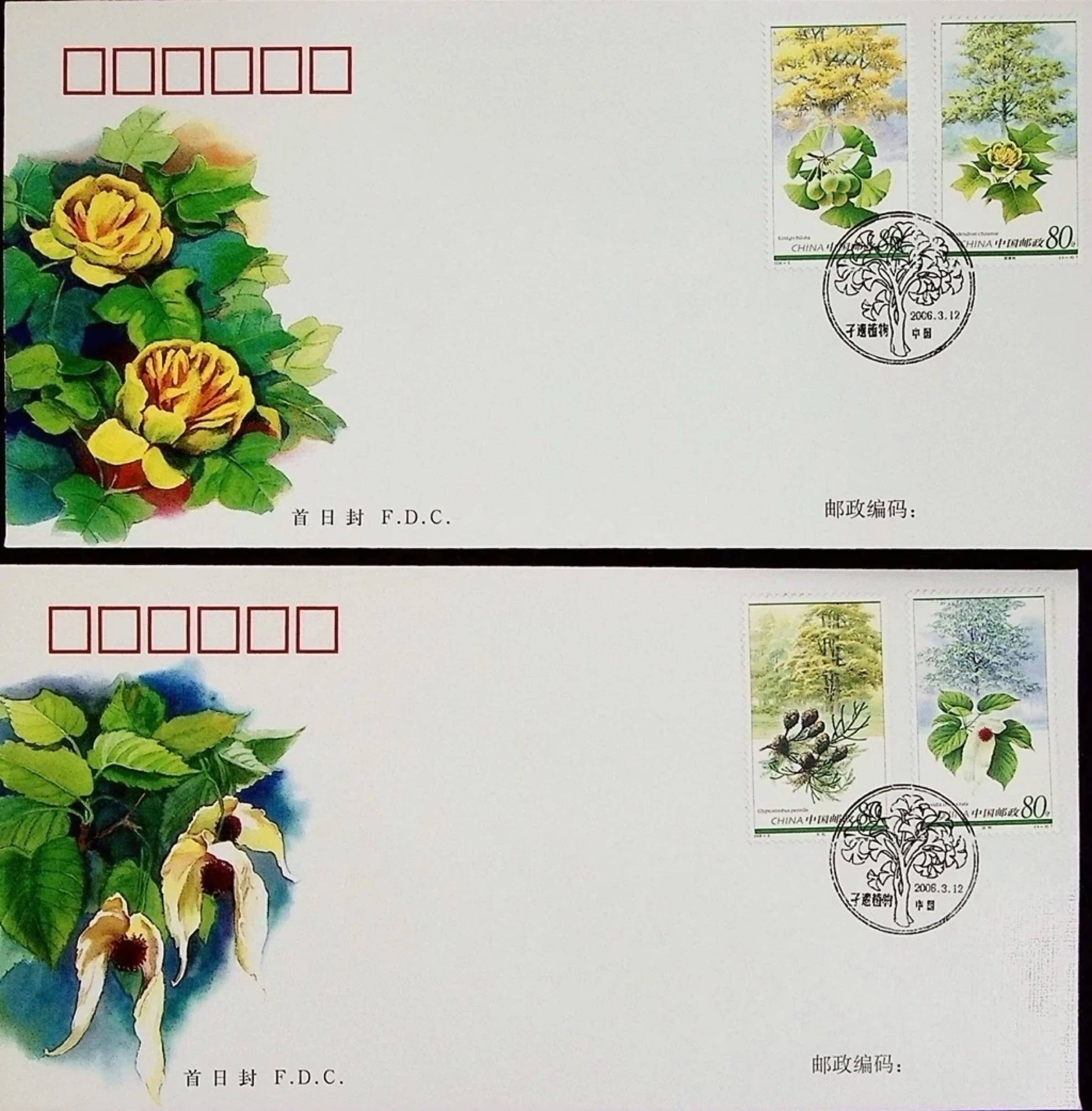 2006-5 孑遗植物 集邮总公司首日封 一套2枚