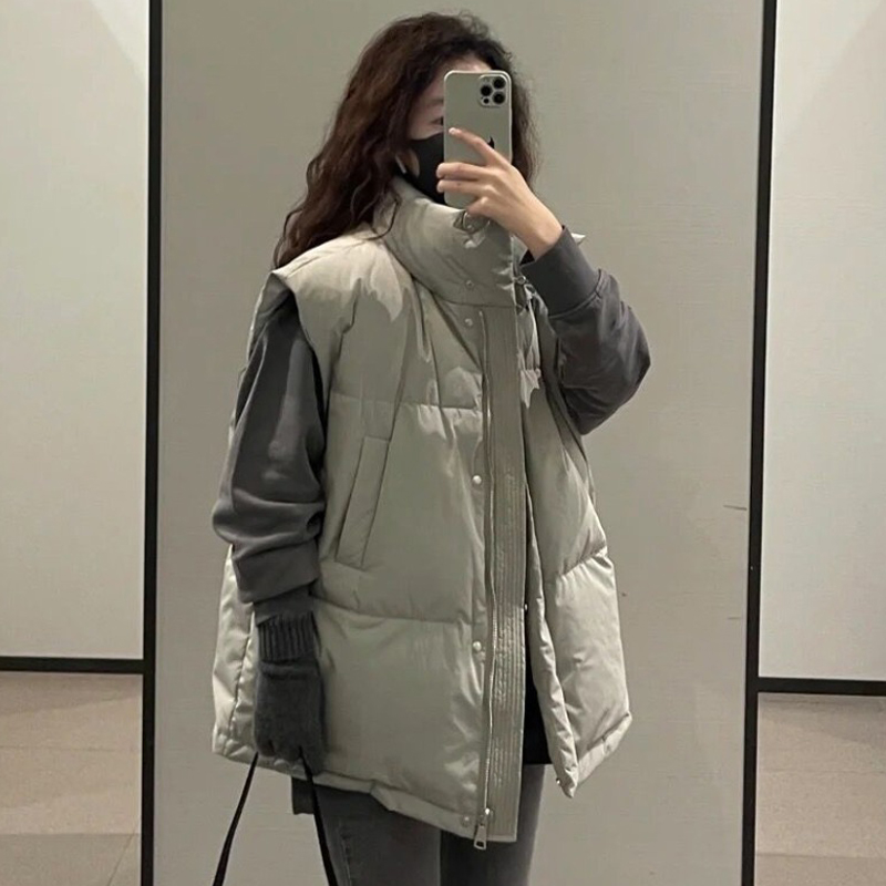 羽绒洋气马甲拉链通勤常规立领