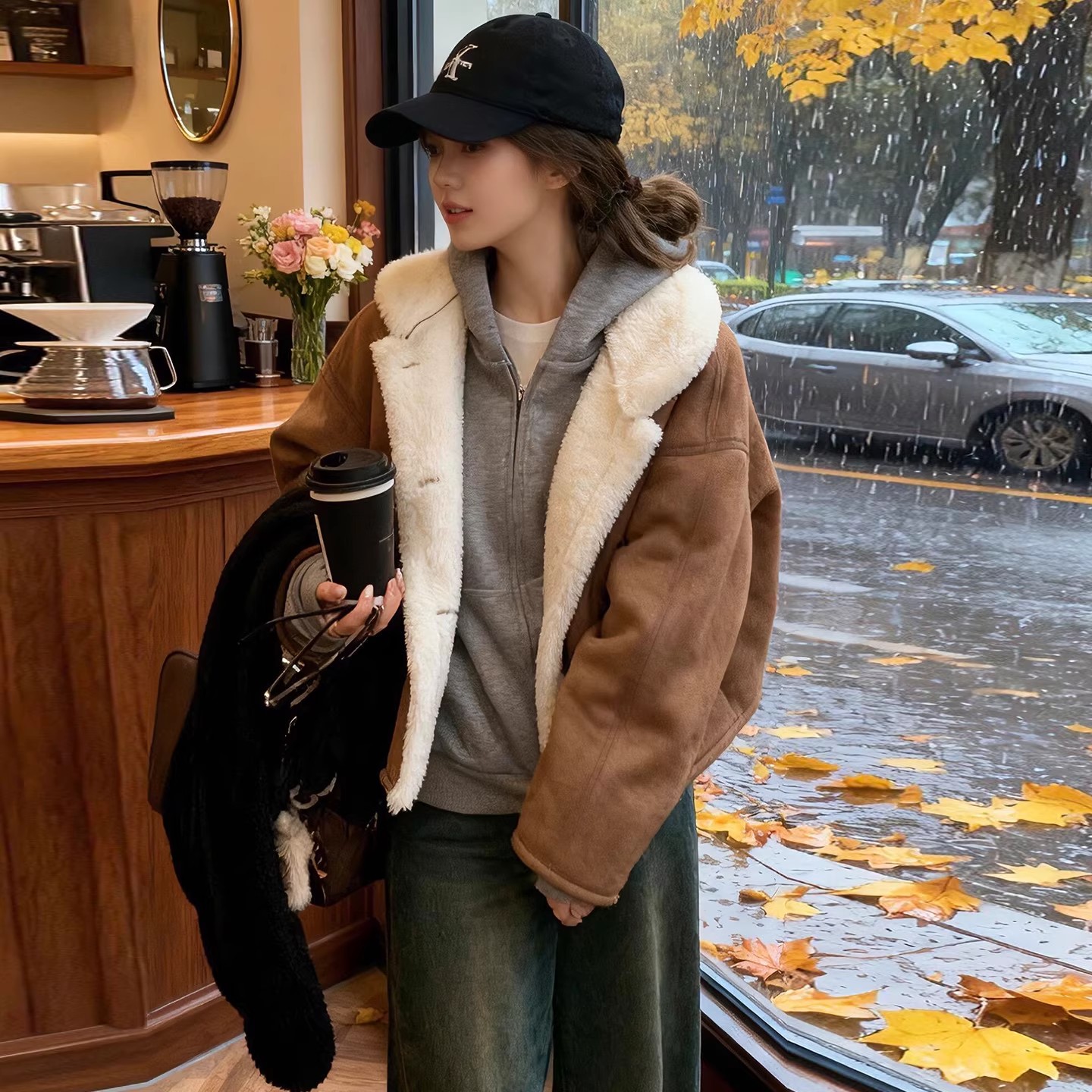 赵露思同款环保皮草皮毛一体外套