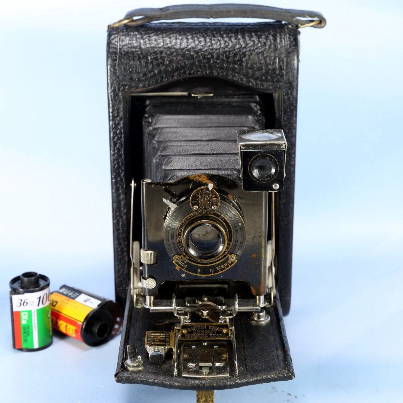 美国伊士曼柯达Kodak No. 3 折叠皮腔风琴胶卷胶片照相机 收藏W10