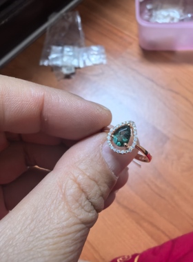 925银镀白金镶嵌碧玺新年戒指