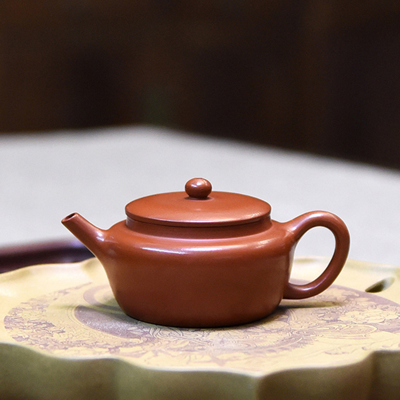 藏壶者紫砂壶手工平盖桑扁壶110cc赵庄山原矿朱泥宜兴茶壶紫砂