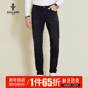 牛仔裤 GHILARO 身烫钻刺绣字母四面弹五袋款 裤 6005 吉那诺简约男士