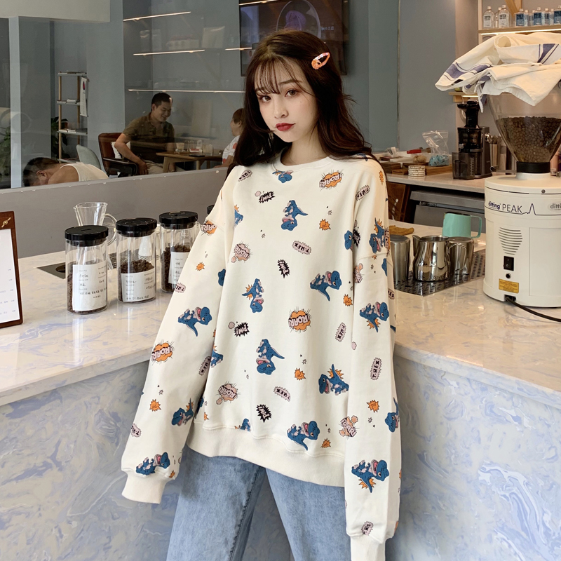 2019 Autumn and winter Long sleeve Sweater jacket Korean Edition student T-shirts stripe Easy Mid length version T-shirt insin the Women's clothing/Boutique , T-shirt  category - from Buy2taobao.com to provide professional Taobao agent buy service