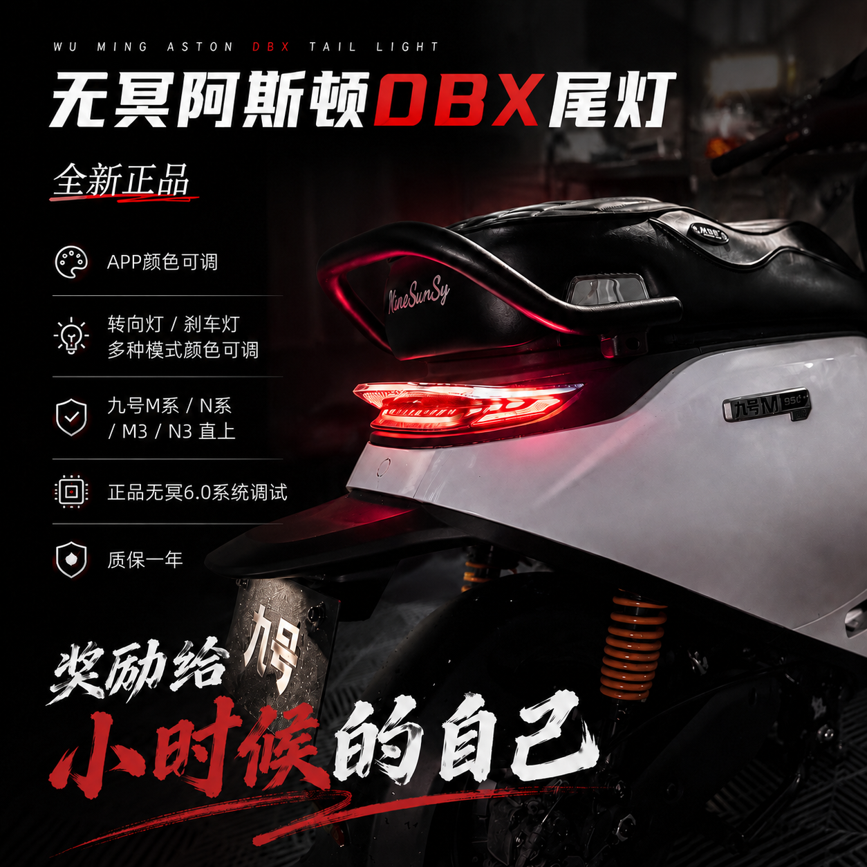 无冥 九号阿斯顿N70/M95C+/M85C+/N80/N90/M3直上APP可调后尾灯