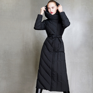 过膝到脚踝修身 女黑色长款 收腰显瘦外套 爆款 加厚羽绒服2025年新款