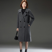 时尚 双面羊绒长款 大衣女秋冬高端宽松大码 妈妈羊毛呢外套保暖厚实