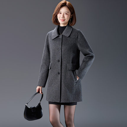 中长款双面羊绒大衣女100%羊毛加厚大码秋冬高档中年妈妈毛呢外套
